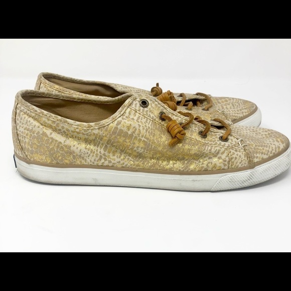 Sperry Seacoast Python Linen Gold Slip On Shoes size 11 - Picture 4 of 7